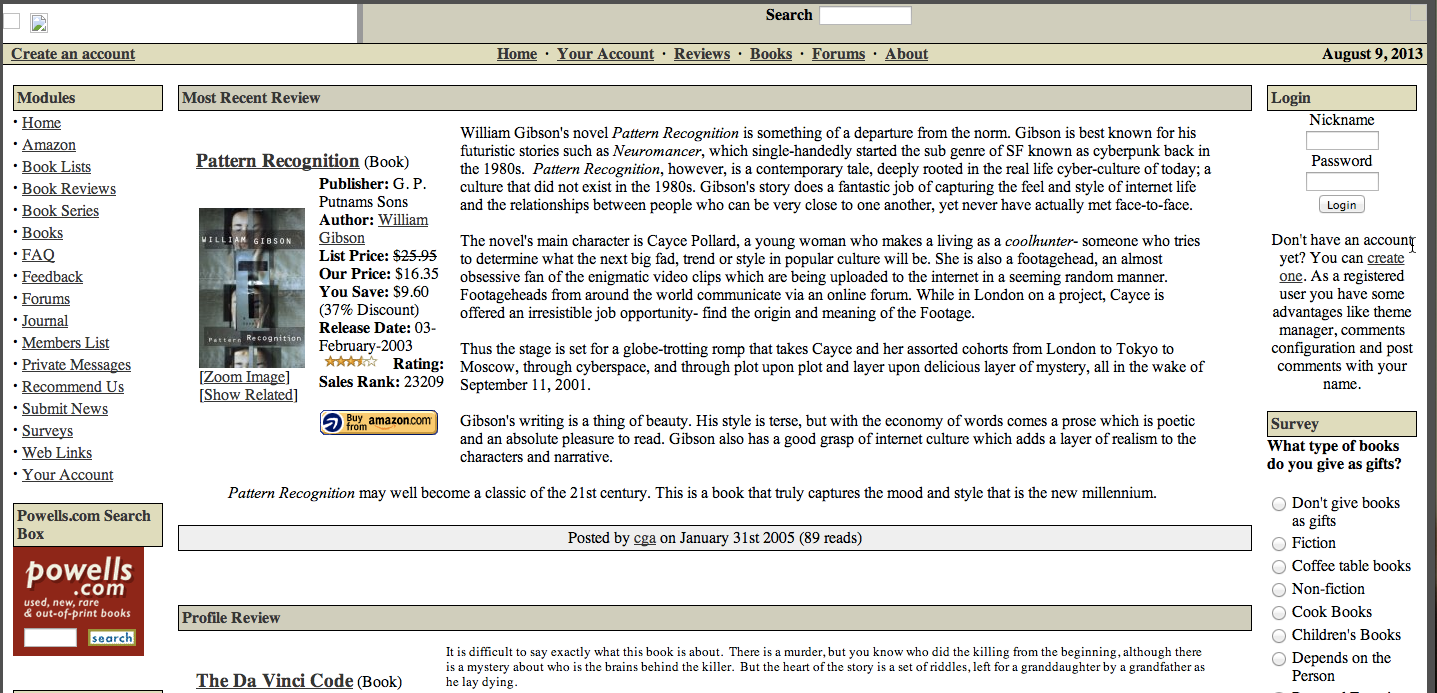 Screen grab of ClubReading Website